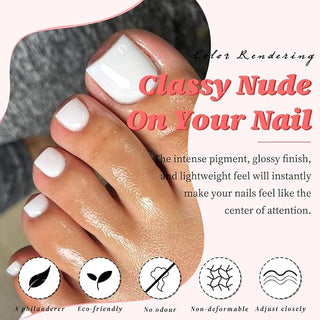 168pc Press on Toenails Women Fake Toe Nails with Glue Tabs, White Fake Toenails Press on Nails Short Square Acrylic Toe Nail Tips Glue on Toenails False Artificial Toe Nails Press ons