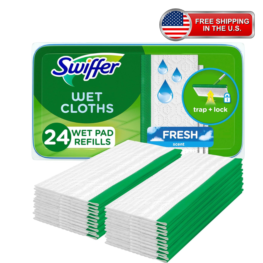 24 Count Wet Mop Pad Refills | Microfiber Floor Cleaning Pads | Fresh Scent