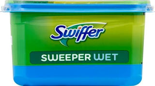Swiffer Sweeper Wet cleaning product container with green and blue design