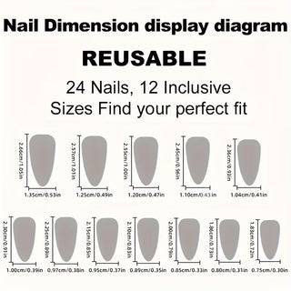 24pcs Pink Ombre Cat Eye Press-On Nails, Medium Almond Shape, Heart Design, Glossy Finish