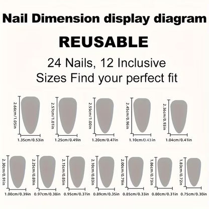 24pcs Pink Ombre Cat Eye Press-On Nails, Medium Almond Shape, Heart Design, Glossy Finish