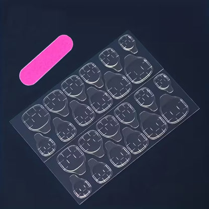 24pcs Pink Ombre Cat Eye Press-On Nails, Medium Almond Shape, Heart Design, Glossy Finish