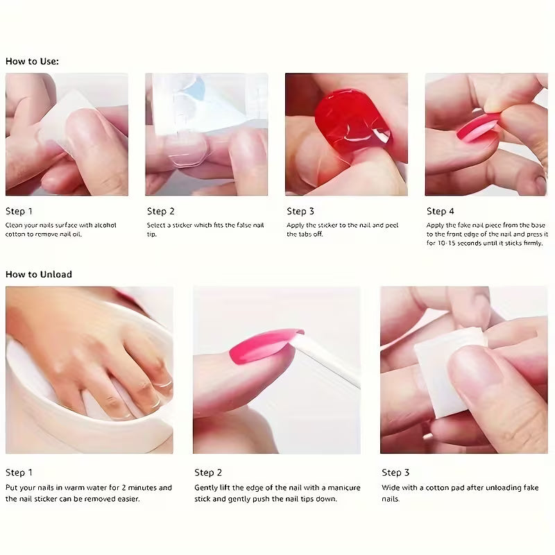 24pcs Pink Ombre Cat Eye Press-On Nails, Medium Almond Shape, Heart Design, Glossy Finish