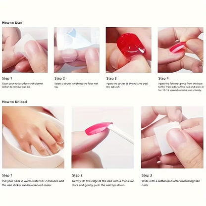 24pcs Pink Ombre Cat Eye Press-On Nails, Medium Almond Shape, Heart Design, Glossy Finish
