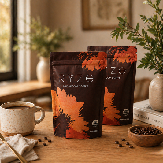 RYZE Organic Mushroom Coffee Medium Roast Pack of 2 | 60 Servings