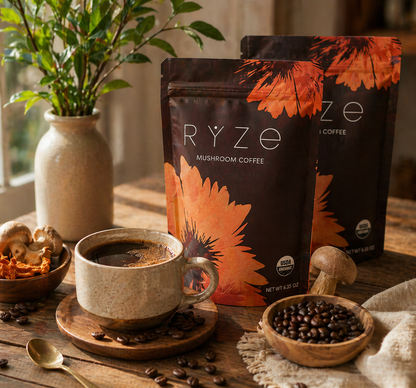RYZE Organic Mushroom Coffee Medium Roast Pack of 2 | 60 Servings