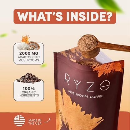RYZE Organic Mushroom Coffee Medium Roast – 30 Servings