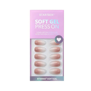 Almond Press On Nails Medium - Soft Gel Ombre Fake Nails with Nail Glue, Semi-Transparent Reusable Glue On Nails in 16 Sizes - 32PCS Stick On Nails Kit, Vanilla Cream Almond
