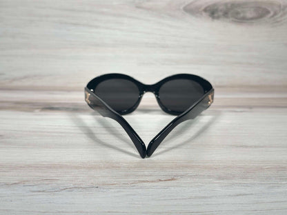 Celine CL40194U 01A Oval Sunglasses Black & Gold Gray Lens UV400 Made in Italy
