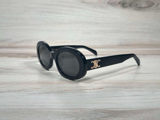 Celine CL40194U 01A Oval Sunglasses – Black &amp; Gold Gray Lens UV400