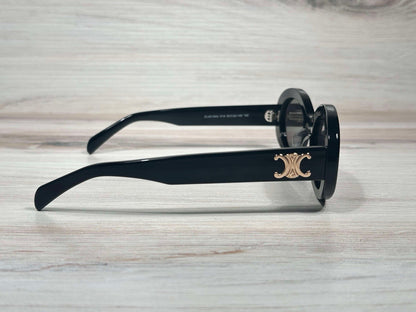 Celine CL40194U 01A Oval Sunglasses Black & Gold Gray Lens UV400 Made in Italy