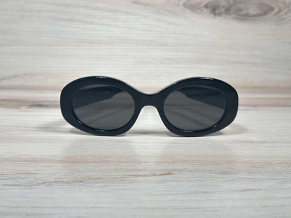 Celine CL40194U 01A Oval Sunglasses Black & Gold Gray Lens UV400 Made in Italy