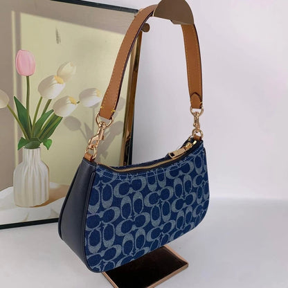 Coach Teri Shoulder Bag CAF82 Denim Natural Signature Canvas Handbag