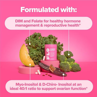 Product container with health benefits on a pink background