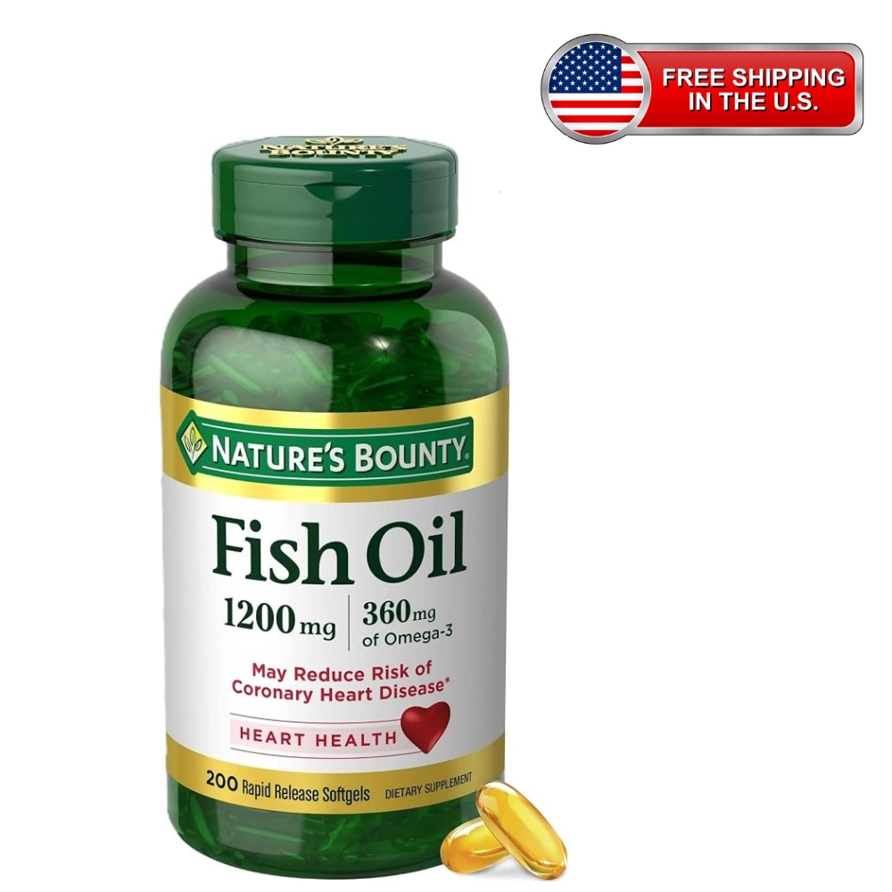 Omega-3 Fish Oil 1200mg Softgels | 360mg Omega-3 | 200 Count | Burpless Formula