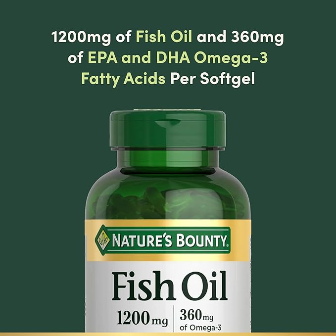 Omega-3 Fish Oil 1200mg Softgels | 360mg Omega-3 | 200 Count | Burpless Formula