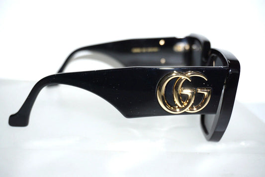 Gucci Women's Oversized Square Sunglasses Black Frame Grey Lenses