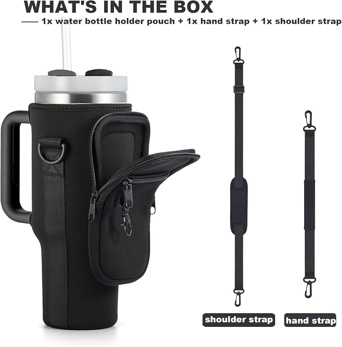 Insulated Water Bottle Carrier Bag with Phone Pocket | Adjustable Shoulder Strap & Cup Holder