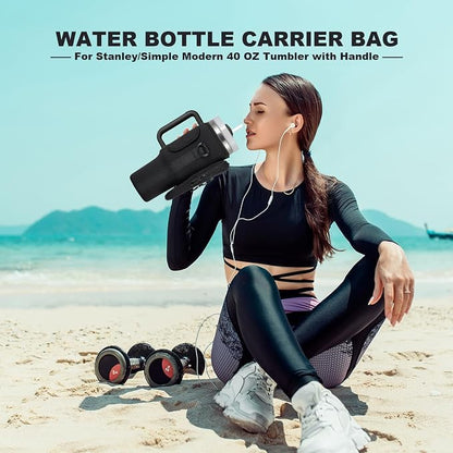 Insulated Water Bottle Carrier Bag with Phone Pocket | Adjustable Shoulder Strap & Cup Holder