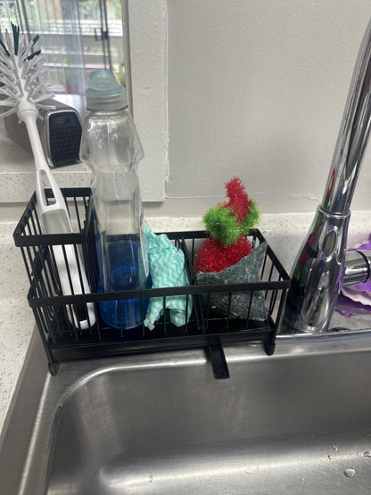 Kitchen Sink Sponge Holder with Brush Organizer | 304 Stainless Steel Sink Caddy