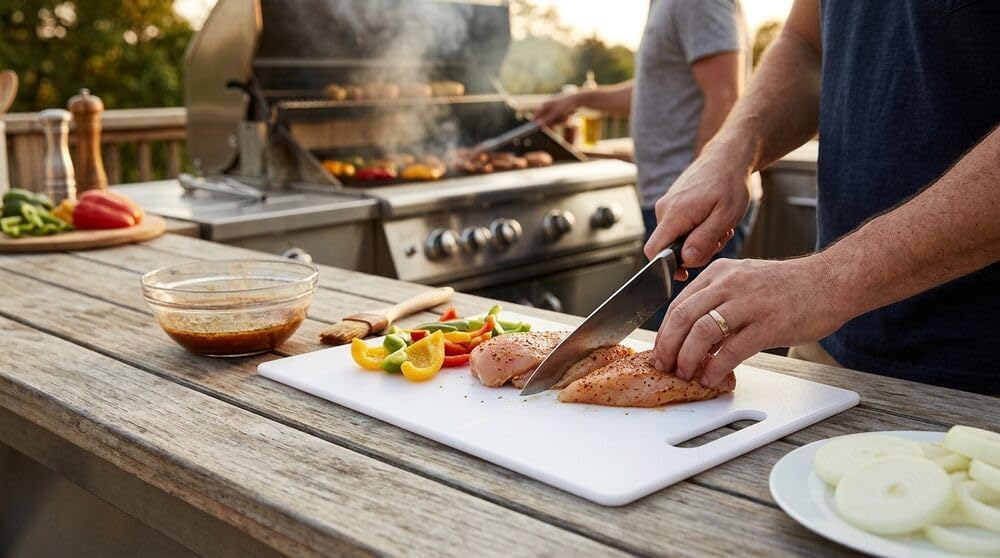Large Cutting Board 11 x 14 Inch | Plastic Chopping Board with Easy-Grip Handle