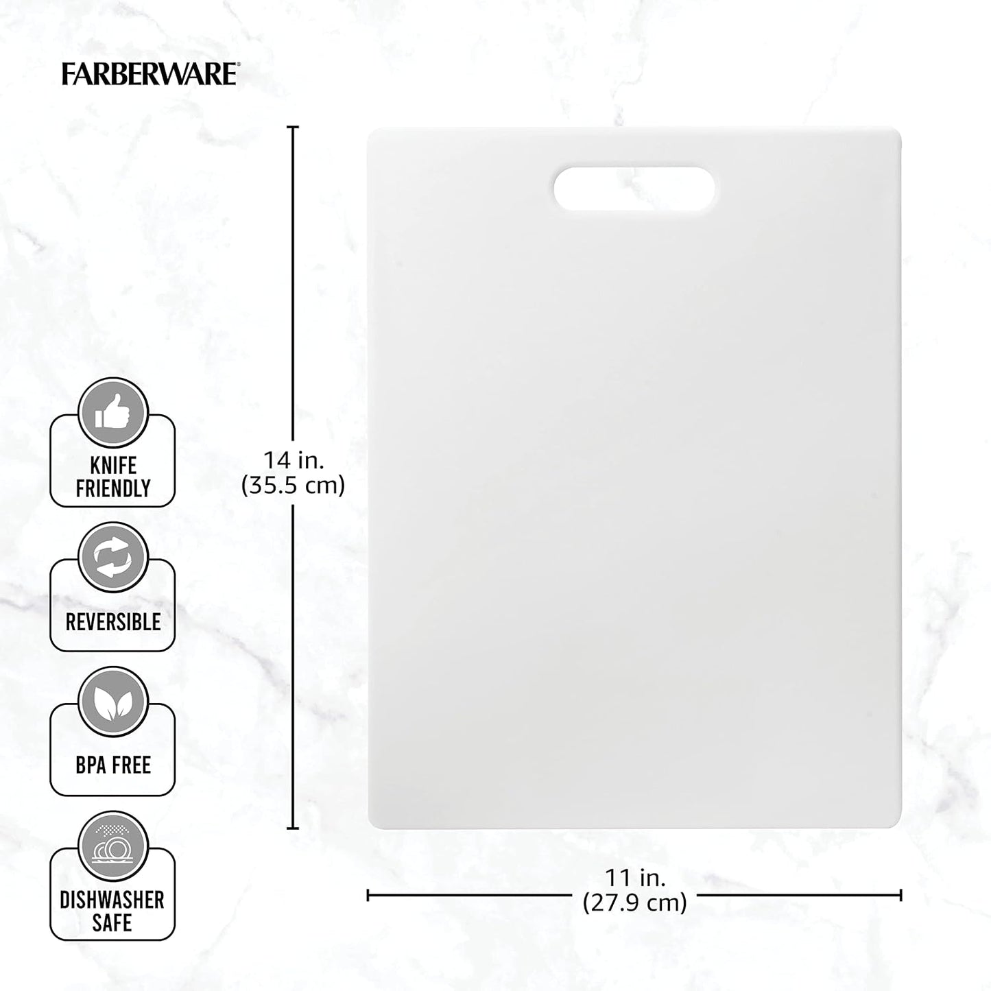 Large Cutting Board 11 x 14 Inch | Plastic Chopping Board with Easy-Grip Handle