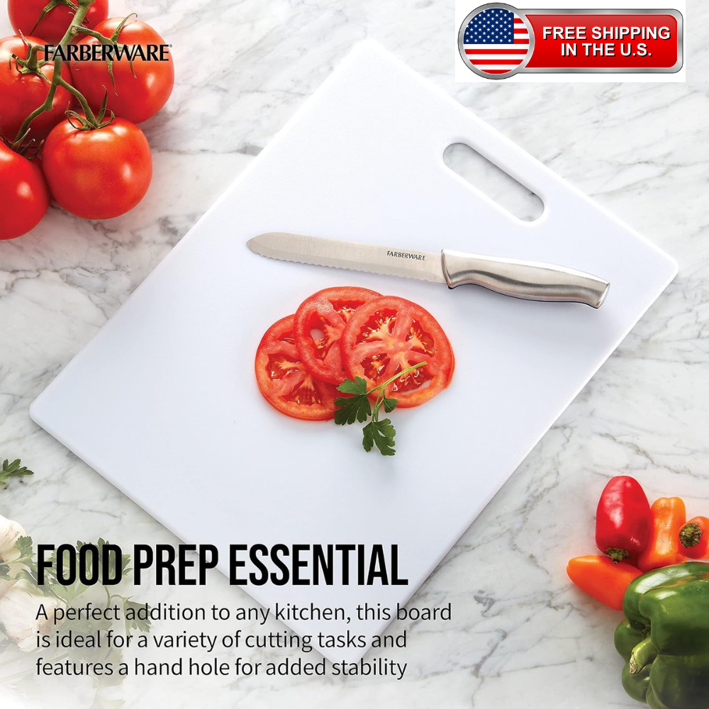 Large Cutting Board 11 x 14 Inch | Plastic Chopping Board with Easy-Grip Handle