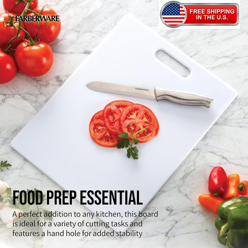 Large Cutting Board 11 x 14 Inch | Plastic Chopping Board with Easy-Grip Handle