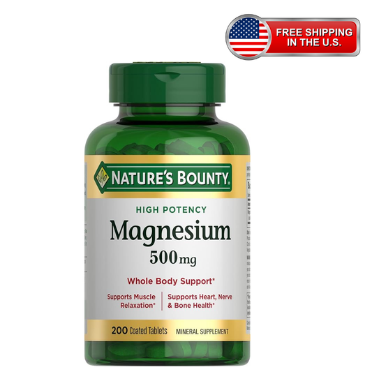 Nature's Bounty Magnesium 500mg Tablets – 200 Count | Daily Mineral Supplement
