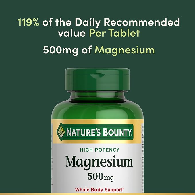 Nature's Bounty Magnesium 500mg Tablets – 200 Count | Daily Mineral Supplement