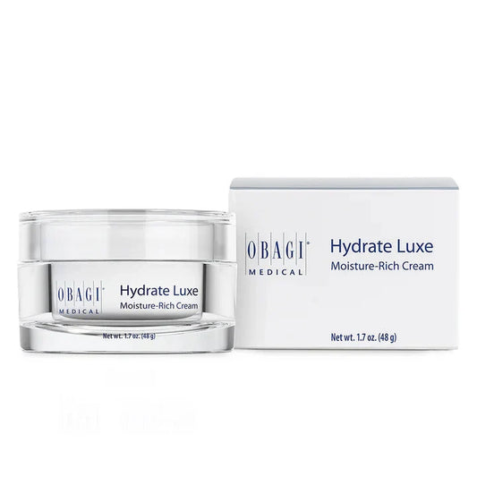 Obagi Hydrate Luxe Moisture-Rich Cream jar and packaging on a white background