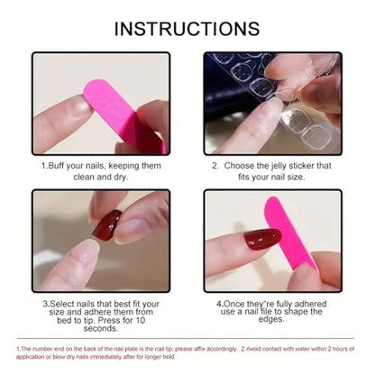 Press On Nails - Almond Fake Nails - French Tip False Nails Press ons - Medium Glue on Nails with Chrome Design - for Women Stick on Nail 24Pcs