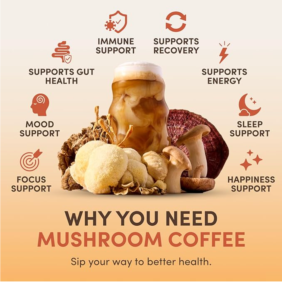 RYZE Organic Mushroom Coffee Medium Roast – 30 Servings
