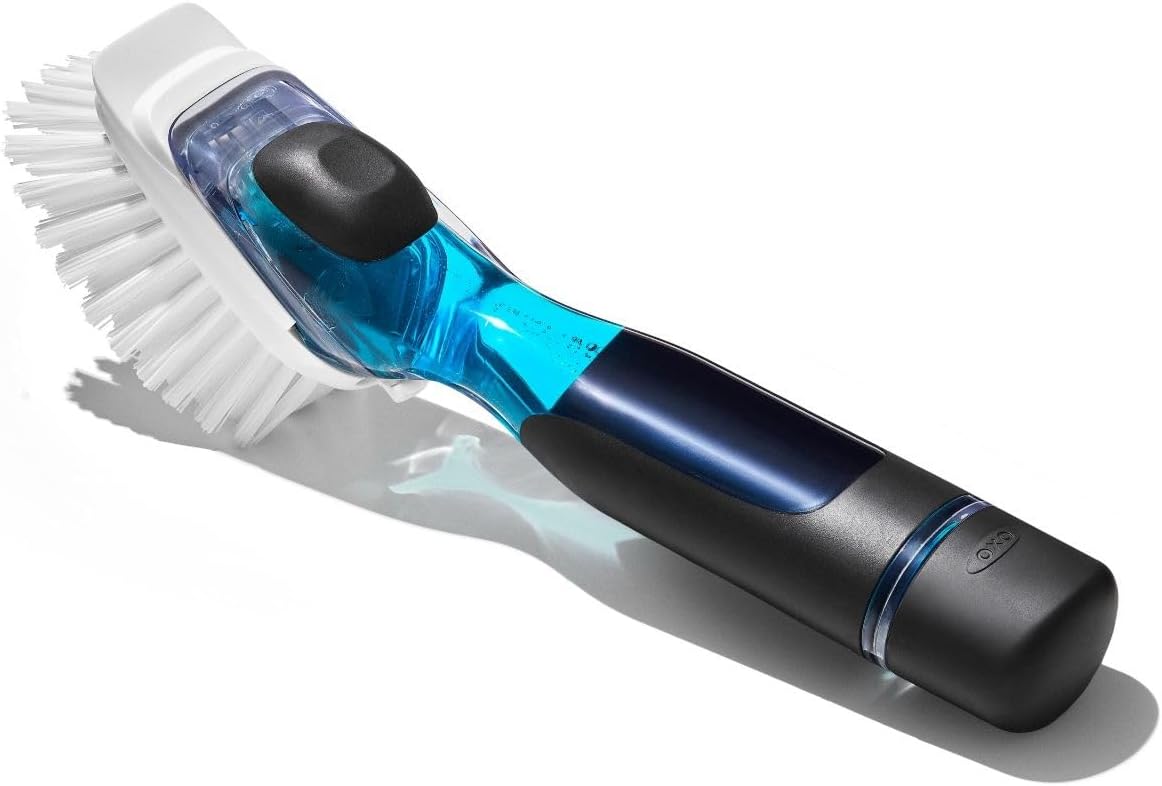 Soap Dispensing Dish Brush with Handle | Refillable Kitchen Scrub Brush