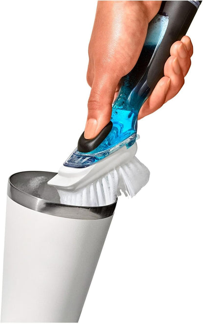 Soap Dispensing Dish Brush with Handle | Refillable Kitchen Scrub Brush