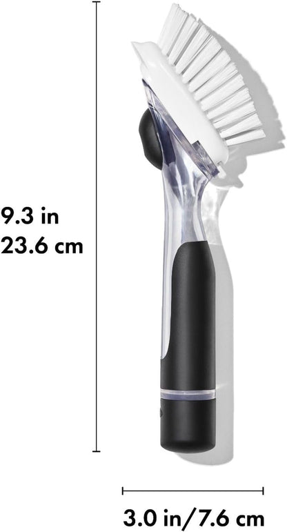 Soap Dispensing Dish Brush with Handle | Refillable Kitchen Scrub Brush