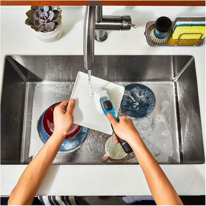 Soap Dispensing Dish Brush with Handle | Refillable Kitchen Scrub Brush