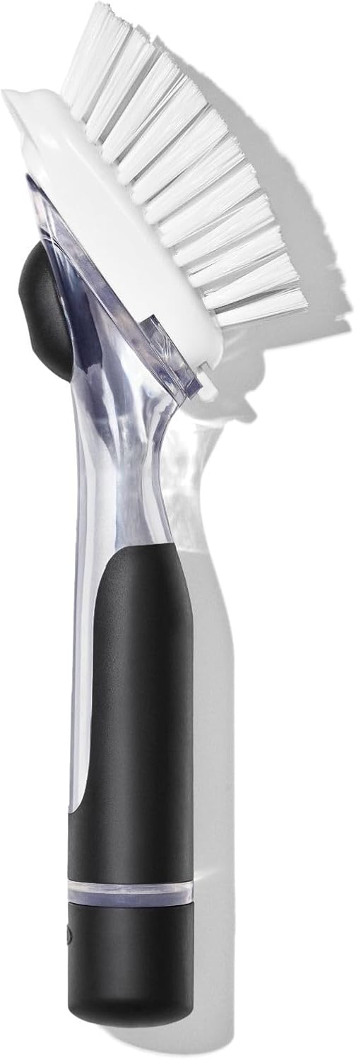 Soap Dispensing Dish Brush with Handle | Refillable Kitchen Scrub Brush