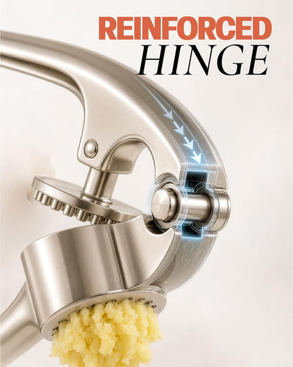 Stainless Steel Garlic Press Crusher with Peeler & Cleaning Brush | Easy Squeeze Garlic Mincer