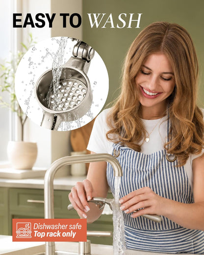 Stainless Steel Garlic Press Crusher with Peeler & Cleaning Brush | Easy Squeeze Garlic Mincer