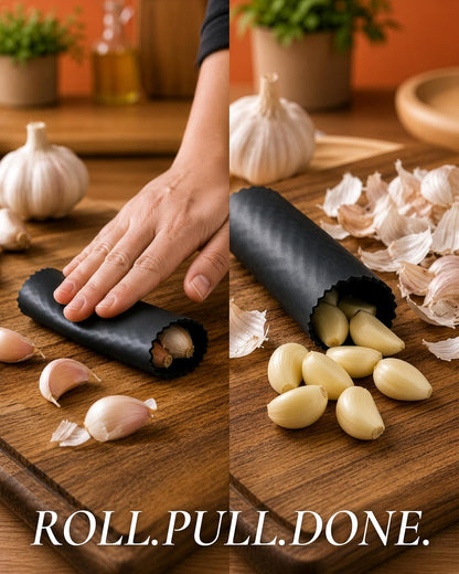 Stainless Steel Garlic Press Crusher with Peeler & Cleaning Brush | Easy Squeeze Garlic Mincer