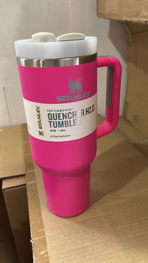Stanley Quencher H2.0 Tumbler 40 oz – Hot Pink Insulated Travel Cup with Handle & Lid