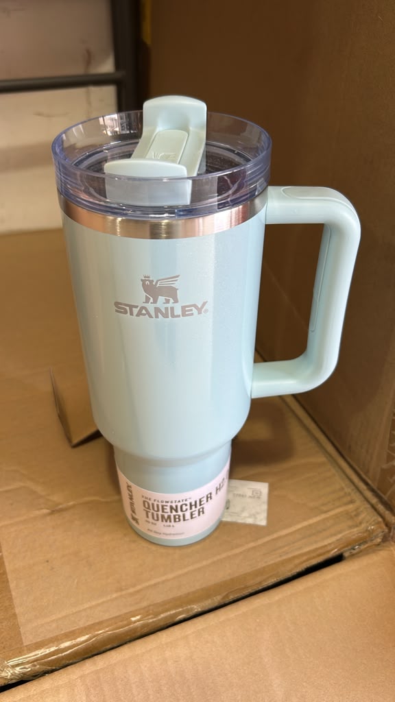 Stanley Quencher H2.0 Tumbler 40 oz – Light Blue Insulated Travel Cup with Handle & Lid
