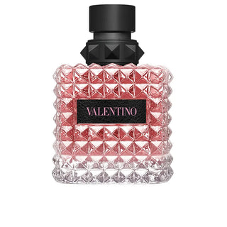 Valentino perfume bottle with black cap on a white background