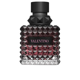Valentino perfume bottle with black cap on a white background