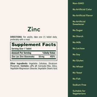 Zinc 50mg Dietary Supplement – 250 Tablets | Daily Mineral Support