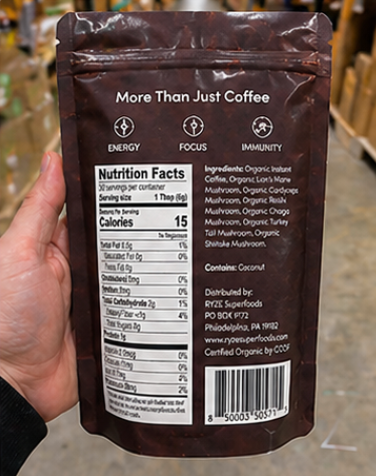 RYZE Organic Mushroom Coffee Medium Roast – 30 Servings